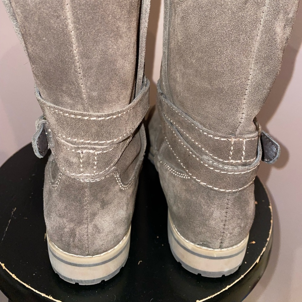 White Mountain dark mocha leather fur-lined boots